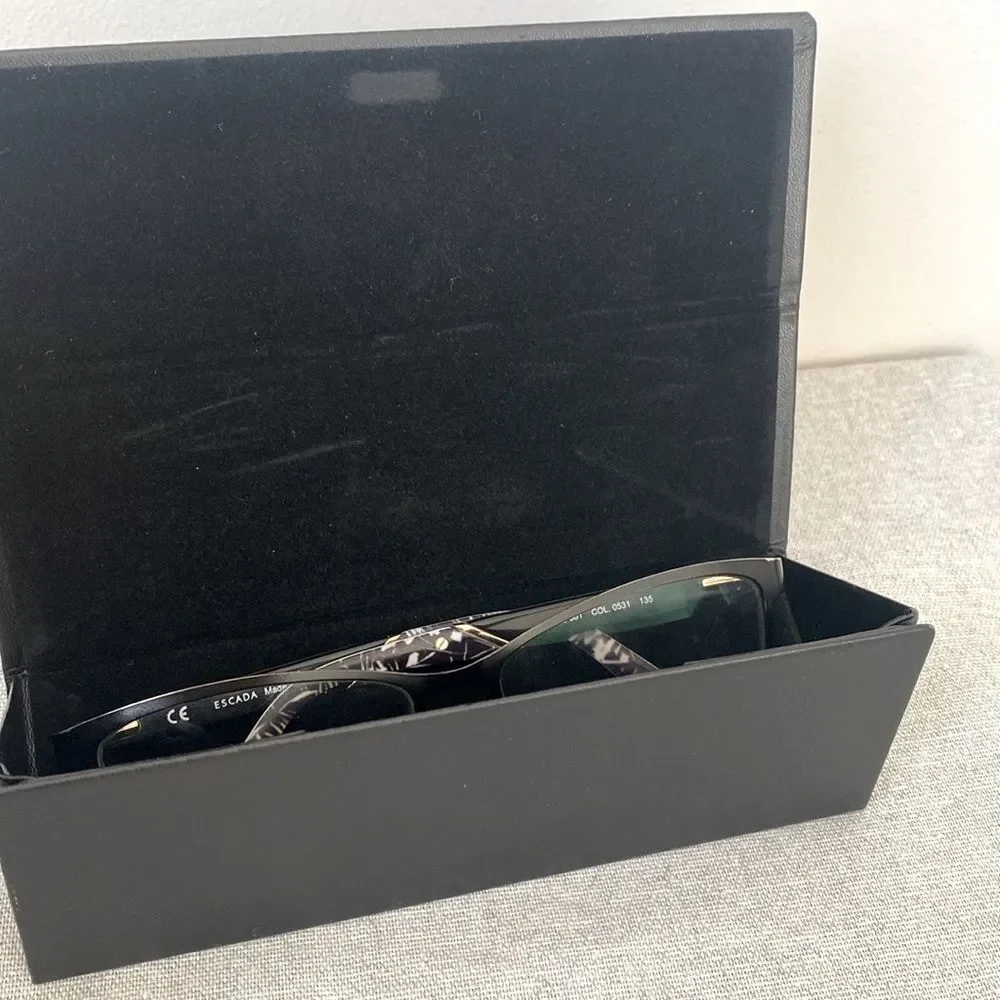 Escada Black Women's Glasses w/ Branded Case Chic Academia